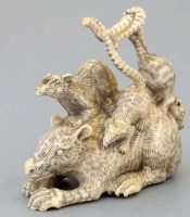 Lot 428 - Japanese netsuke of rats.