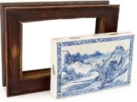 Lot 474 - Chinese blue and white porcelain panel, framed