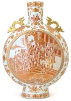 Lot 475 - Chinese porcelain iron-red  and gilt moon flask