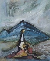 Lot 531 - Tadeaus Was, Mother and Child, mixed media.