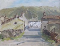 Lot 538 - James Longueville, Old Buildings, Starbotton, Yorkshire, oil.