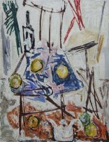 Lot 543 - Marian Bohusz-Szyszko, Still life with fruit, oil.