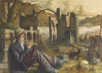 Lot 554 - Bohuslav Barlow, The Piper, oil.