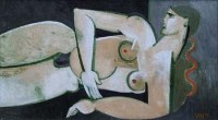Lot 555 - Geoffrey Key, Reclining Nude, oil.