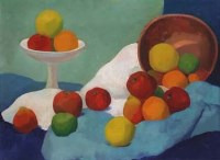 Lot 566 - G. Tillier, 20th century, Still life with fruit, oil.