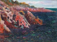 Lot 574 - Freddy Rival, Coastal scene, oil.