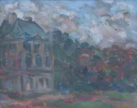 Lot 579 - Stella Steyn, House and gardens, oil.