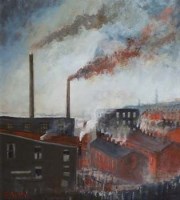 Lot 589 - Atherton, 20th century, Townscape, oil.