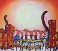 Lot 594 - Peter Chippendale, The Ghost Train, oil.