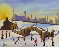 Lot 595 - Peter Chippendale, Figures skating, oil.