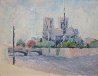Lot 602 - Neville Mudd, Notre-Dame, Paris, oil.