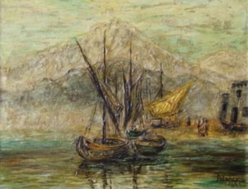 Lot 608 - Arthur Delaney, Fishing boats, oil.