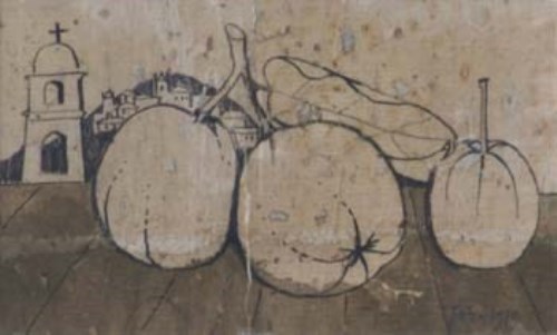 619 - Mary Fedden, Mediterranean Still Life, ink and wash.