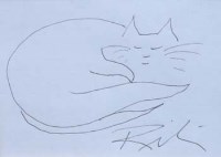 Lot 621 - Harold Riley, Cat, biro.
