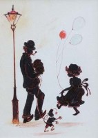 Lot 624 - Frances Lennon, Figure group, ink.