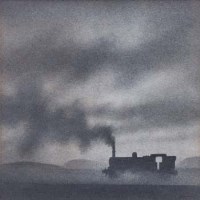 Lot 639 - Trevor Grimshaw, Passing Locomotive, graphite.