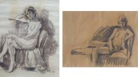 Lot 643 - Arthur Slater, Female nudes, charcoal (2).