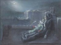 Lot 658 - Bohuslav Barlow, Rooftops, pastel.