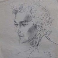Lot 659 - Boscoe Holder, Male portrait, pencil.