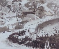 Lot 664 - Edward Montgomery O'Rourke Dickey, The Road to Coed Coch and a male portrait, woodcut (2).