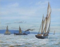 Lot 676 - Mark Myers, 20th century, Shipping on the Upper Severn, watercolour.