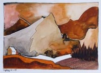 Lot 687 - Geoffrey Key, Welsh Valley, ink and wash.