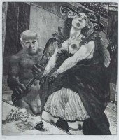 Lot 694 - Fritz Aigner, Figures, signed etching.