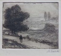 Lot 699 - Pierre Adolphe Valette (1876-1942), Landscape with Viaduct, signed etching.
