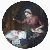 Lot 711 - W.A. Monk, Mother and child, oil.