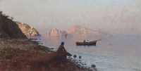 Lot 724 - Friederich Paul Nerly (1824-1919), Capri, oil.