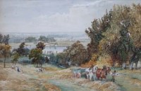 Lot 741 - George Cole, Harvesting scene, watercolour.