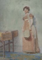 Lot 742 - Sir Hubert Von Herkomer, If You Don't Want Me To Sing, I Won't, watercolour.