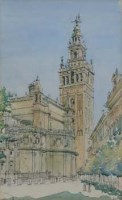 Lot 747 - George Salway Nicol, Gilvada Tower, Seville, watercolour.