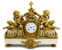 Lot 758 - French alabaster and gilt mantel clock