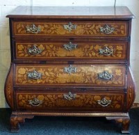Lot 773 - Dutch marquetry bombe chest of drawers