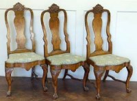Lot 800 - Three early Georgian style elm dining chairs