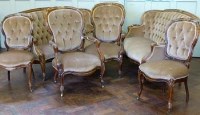 Lot 805 - Victorian rosewood six piece salon suite