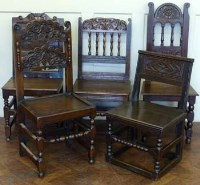 Lot 819 - Four 17thC chairs and a 17thC copy chair