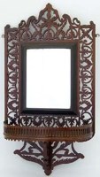 Lot 22 - Mahogany fretwork wall mirror with shelf