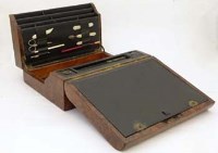 Lot 27 - Burr walnut writing box.