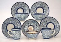 Lot 202 - Caughley two coffee cups and saucers and three