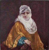 Lot 221 - Tile veiled woman.