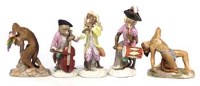 Lot 222 - Five continental monkey figures.