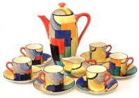 Lot 260 - Susie Cooper Cubist coffee set (no sugar bowl).