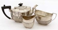 Lot 307 - Matched silver three piece tea set
