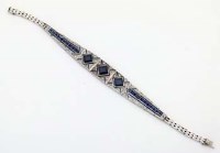 Lot 326 - White gold sapphire and diamond bracelet.