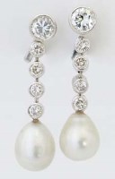 Lot 330 - Pair of French 18ct white gold and diamond