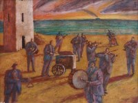 Lot 395 - Charlie Baird, Musicians, oil.