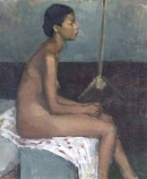 Lot 442 - John Leech, Seated female, oil.