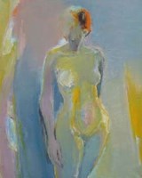 Lot 471 - Kato, 20th century, Yellow nude, oil.